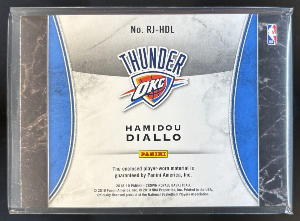 2018-19 Panini Crown Royale Hamidou Diallo Rookie Jerseys #RJ-HDL RC Thunder - Image 2 of 4