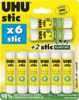 UHU Stic Klebestifte Lösungsmittelfrei Schule Büro Basteln Weiß 6 Stück 8,2g