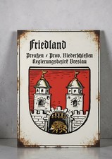 Friedland Schlesien Preu&szlig;en Stadt Wappen Vintage Retro Schild Alu Druck