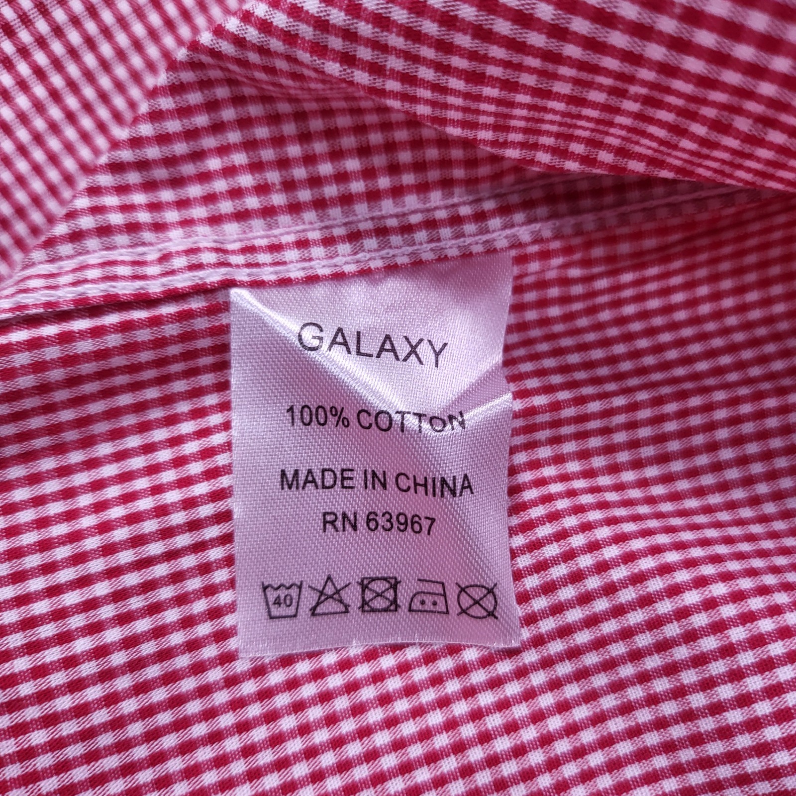 Galaxy By Harvic Men's Red/White Gingham Slim-Fit Button-Down Dress Shirt Large