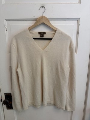 Esperanto Women s Ivory 100% Cashmere V-neck Sweater Size Large