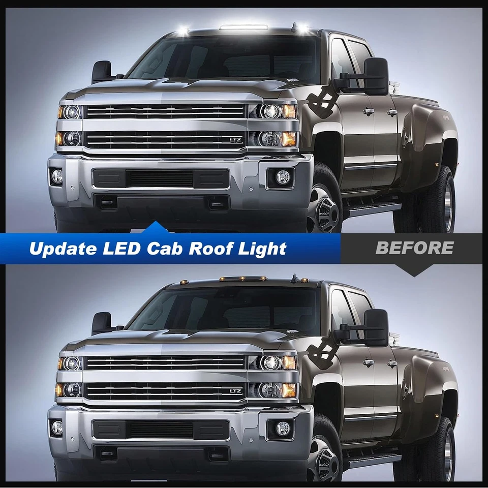For Chevy Silverado GMC 2500HD 3500HD 2015-2019 White Cab Roof Marker LED Lights - Изображение 3 из 4