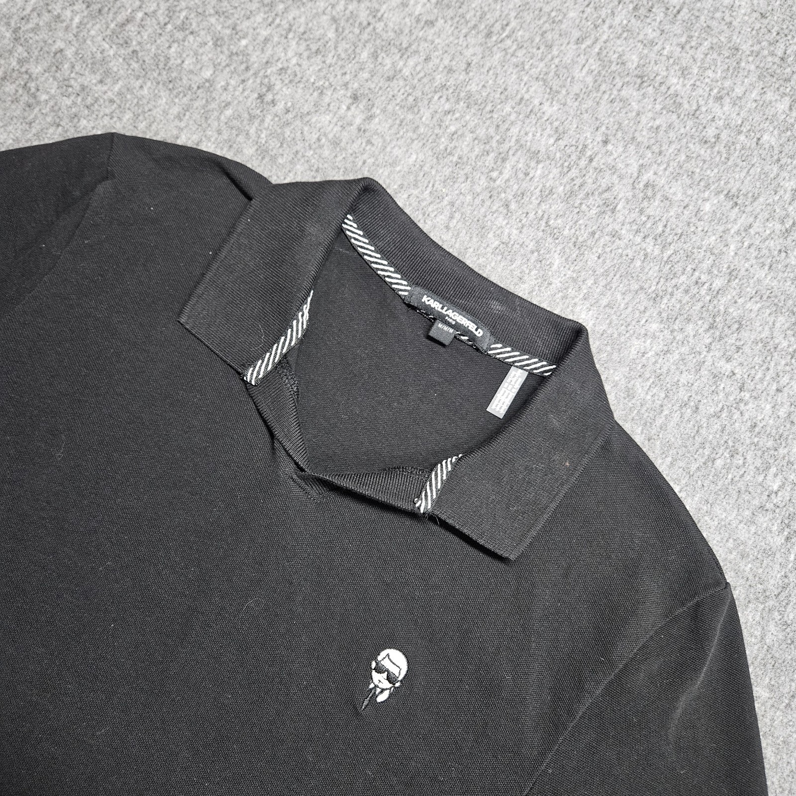KARL LAGERFELD PARIS MEN'S BLACK POLO SHORT SLEEVE SZ Medium