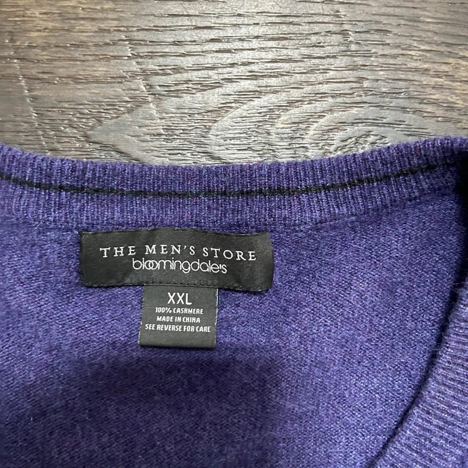 Suéter Bloomingdale's The Men's Store 100 % cachemir púrpura cuello redondo 2XL XXL Foto 2 de 4