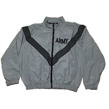 JWOD Skilcraft Full Zip Army Jacket Windbreaker Mens M Regular Gray Nylon