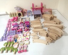 Bigjigs & Others Fairy Town Wooden Train Set Pink Girl Toddlers 110 Pieces