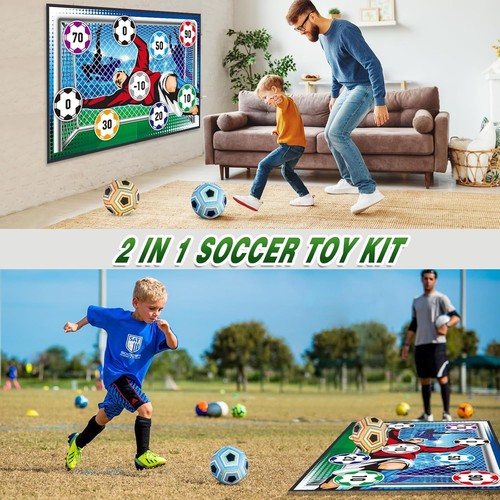 Soccer Ball Game Set for Kids: Indoor Outdoor 8.07 x 7.28 x 6.3", blue - Picture 3 of 8