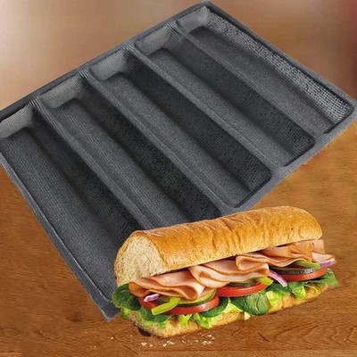 Silicone Perforated Baking Forms Sandwich Mold French Baguette Bread Pan Mat 5 L