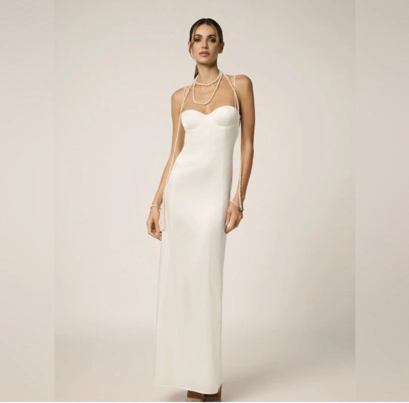 Vestido Largo Kiki de Montparnasse Bustier Elegante Blanco Vestido Sin Tirantes Nuevo con Etiquetas Foto 2 de 4