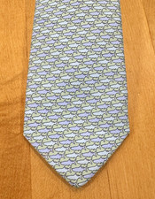 Vineyard Vines 100 Silk Neck Tie Youth Mint Green Shades of Blue Fish 50  x 3  