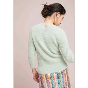 New Anthropologie Aubade Fuzzy Pullover Sweater Rosie Neira $128 XS Mint Green