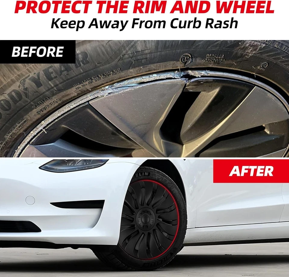 4PCS 19" Wheel Cover Cyclone Symmetrical Hubcap For Tesla Model Y 2020-2023 US - Image 3 of 4