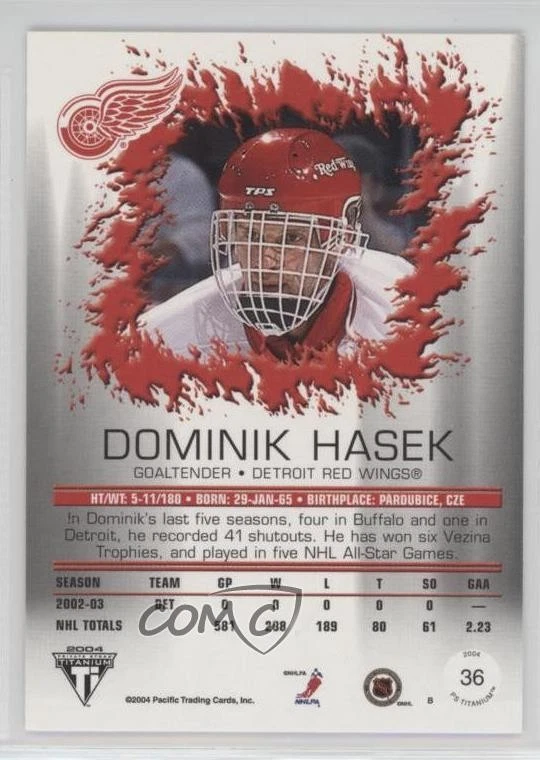2003 Pacific Private Stock Titanium Hobby Jersey Number /150 Dominik Hasek HOF - Image 2 of 2