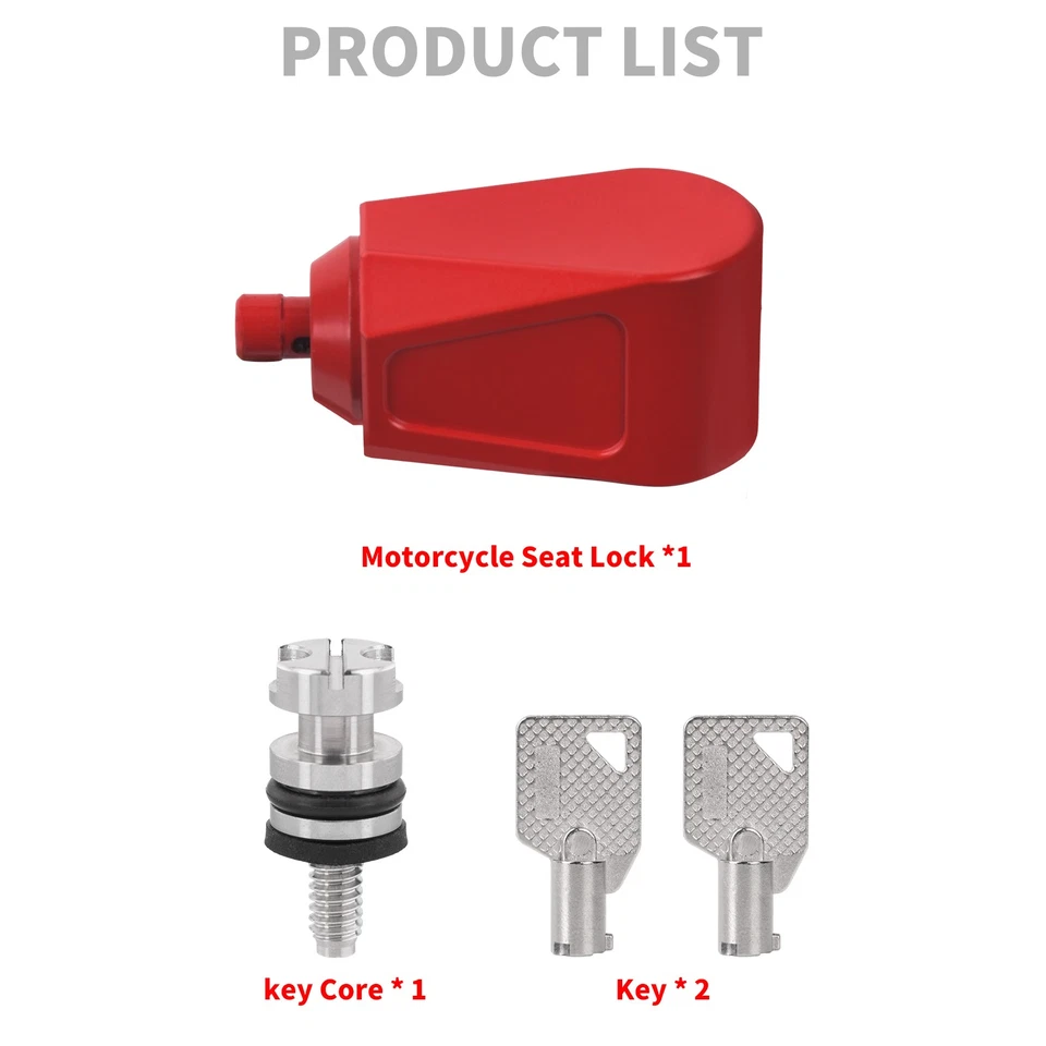 Red Seat Bolt Lock w/ Keys Anti Thief For Harley Touring Street Glide Road King - Image 2 of 4