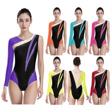 Womens Dancewear Class Leotard Recital Bodysuit Asymmetrical Ballet Practice