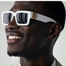 Hip Hop Sunglasses White Thick Frame Square Black Lens Party Beach Street Lentes