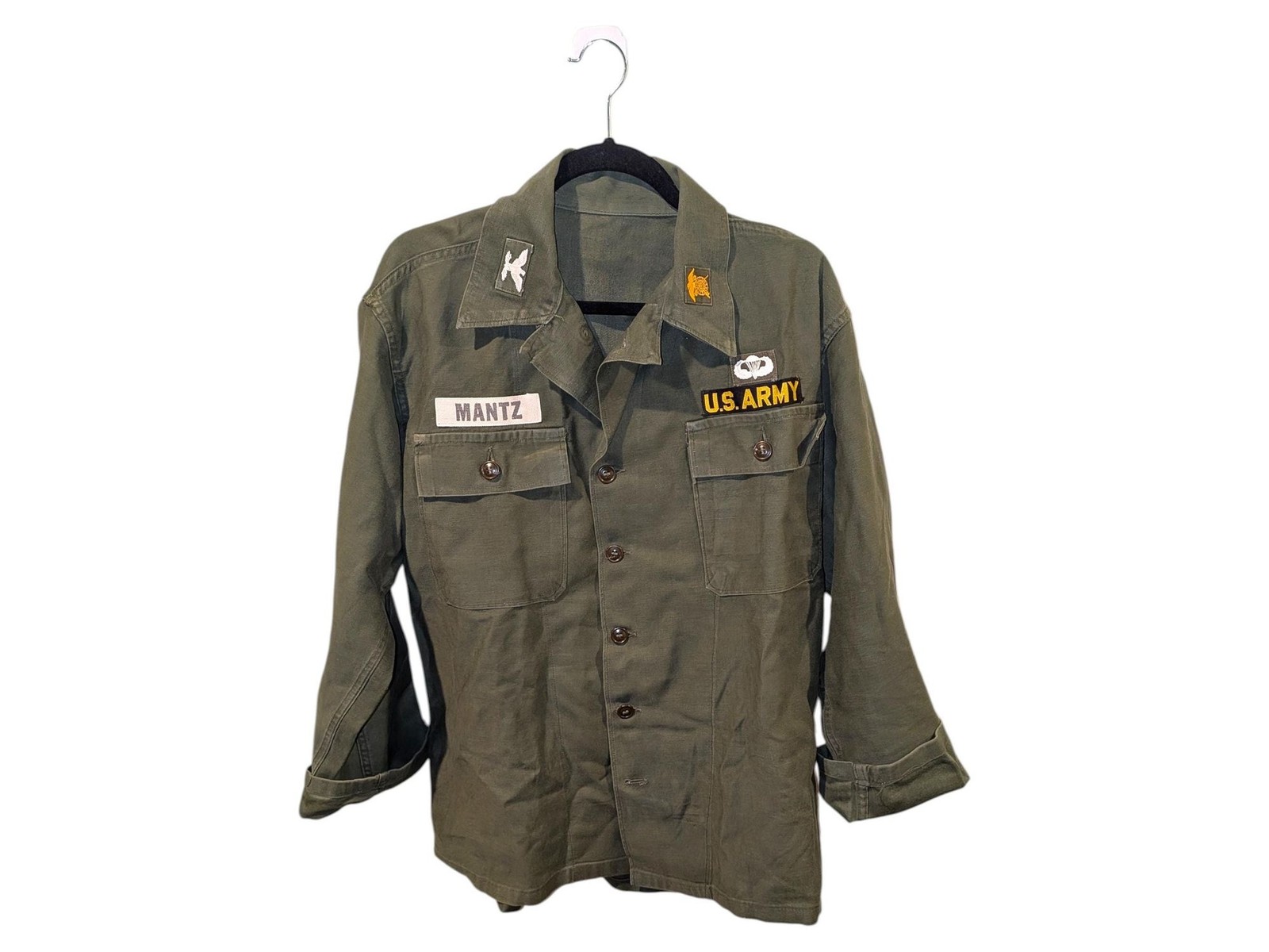 Vintage 1970s US Army Jacket Vietnam War Airborne Paratrooper Name Patches M