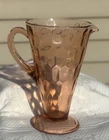 Jeanette Hex Optic Pink Pitcher Pink Honeycomb Depression Glass Blown Handle