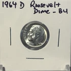 1964 D Roosevelt Dime - 90% Silver - 2.5 grams - .07234 oz of Silver - BU - Nice