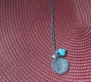 lia sophia  Silver Necklace with Leaf Pendant