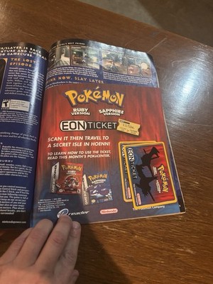 Pokemon Eon Ticket Card Nintendo Power Magazine 173 Card Still Attached E-reader