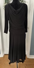 Chaps Black Dress Ruched Drapey Front SizeXL Jersey Knit Stretch Long Sleeve NEW