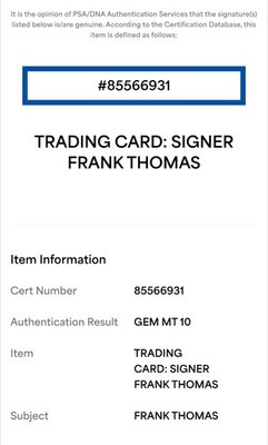 1990 Topps - Frank Thomas #414 No Name on Front (RC) for