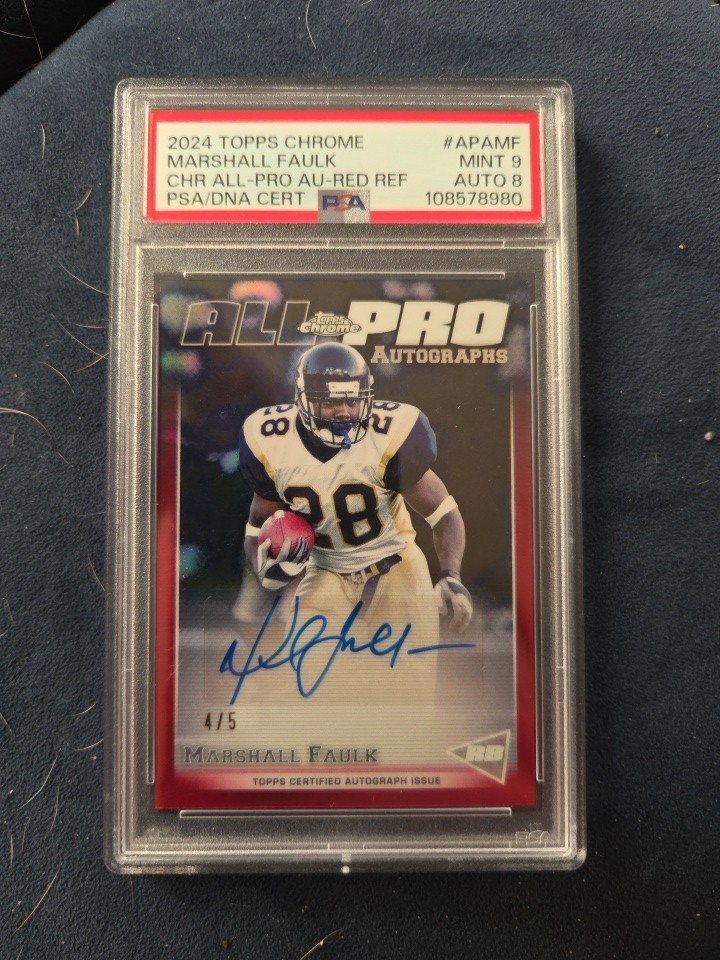 Topps 2024 Chrome Gold Refractor Autograph Marshall Faulk #APA-MF /5 Rams