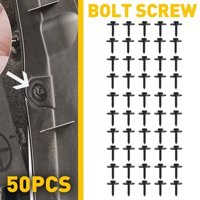 Metal 50X Car Body Retainer Clips Bumper Fender DRL Bolt Screw Black 7.8mm Hex H