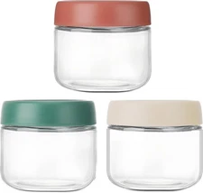 3Pack Overnight Oats Containers with Lids,10oz Glass Jar with Scew Lid,Salad Dre