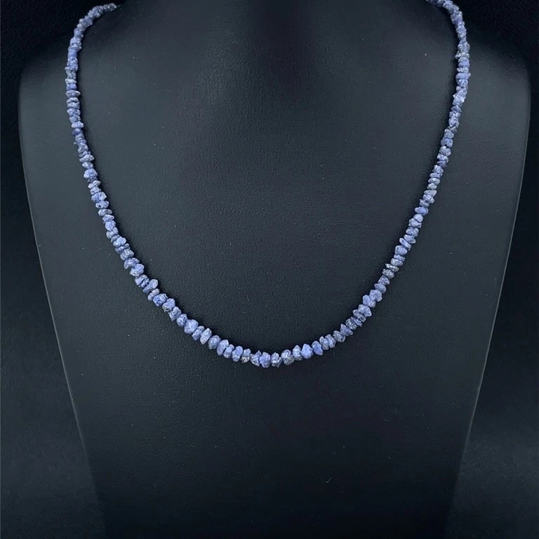COLLIER 925/-SILBER VERGOLDET MIT ROHDIAMANT BLAU SCHMUCKJAGD - Bild 2 von 4