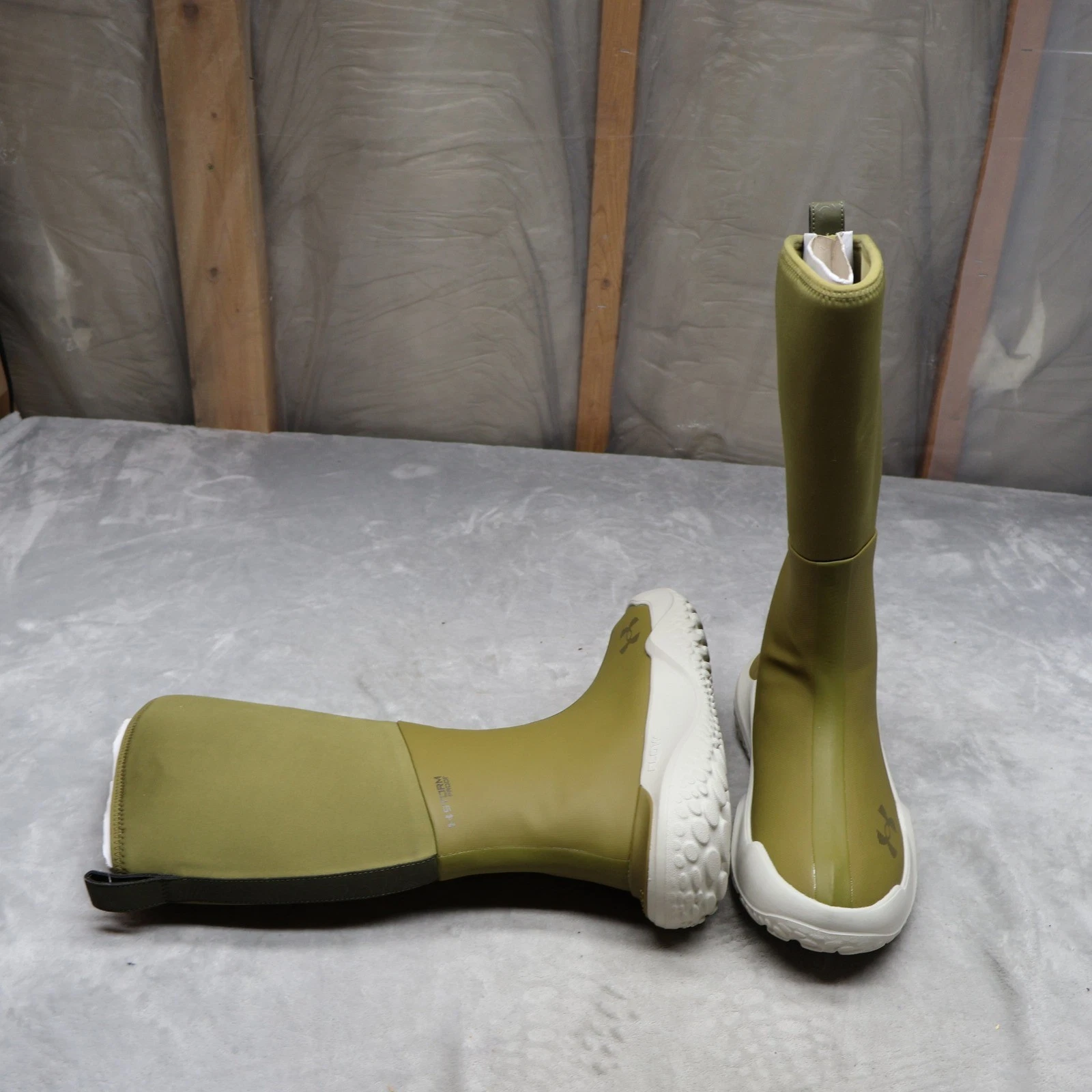 Under Armour Mens 9 Boots Green Mud Freak Waterproof Pull-On Tall Rubber NEW
