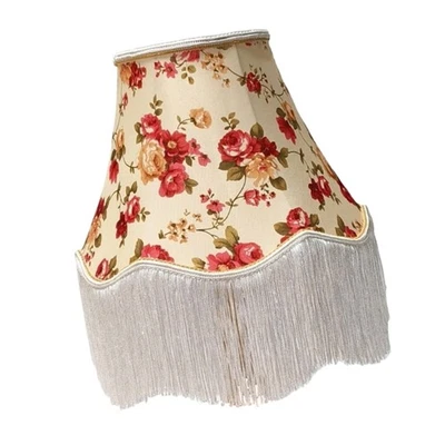 Artistic Lace Trimmed Lamp Shade With Delicate Tassels Elegant Fringe Lampshades - Image 1 of 4