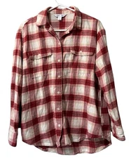 Old Navy The Boyfriend Shirt Size Medium Plaid Long Sleeve Button Down Cotton