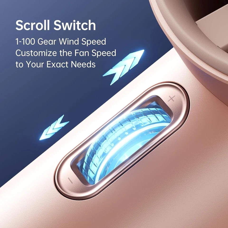 Ventilador Portátil JISULIFE Velocidad (1-100) Turbo Mini Ajustable y 3600mAh Foto 2 de 4
