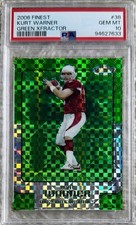 2006 TOPPS FINEST GREEN X-FRACTOR /50 KURT WARNER PSA 10 POP 1