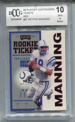 1998 Playoff Contenders Peyton Manning Rookie Card Beckett Graded BCCG 10 87 Red