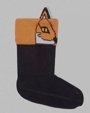 35 Hunter Kid Girl's Unisex Black Orange Logo Cheeky Fox Cuff Boot Socks Size M