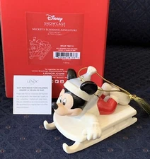 Lenox Mickey's Sledding Adventure Ornament Disney Showcase New In Box 1st Qualit