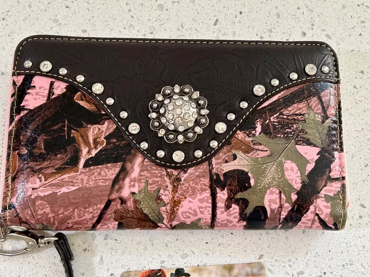 MONTANA WEST NEW Wallet Purse Pink Camo Cabochon Rhinestone