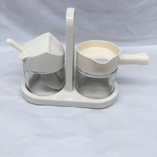 Corelle Gemco Sugar w/ Spoon & Creamer Set w/Caddy  ~ Corning