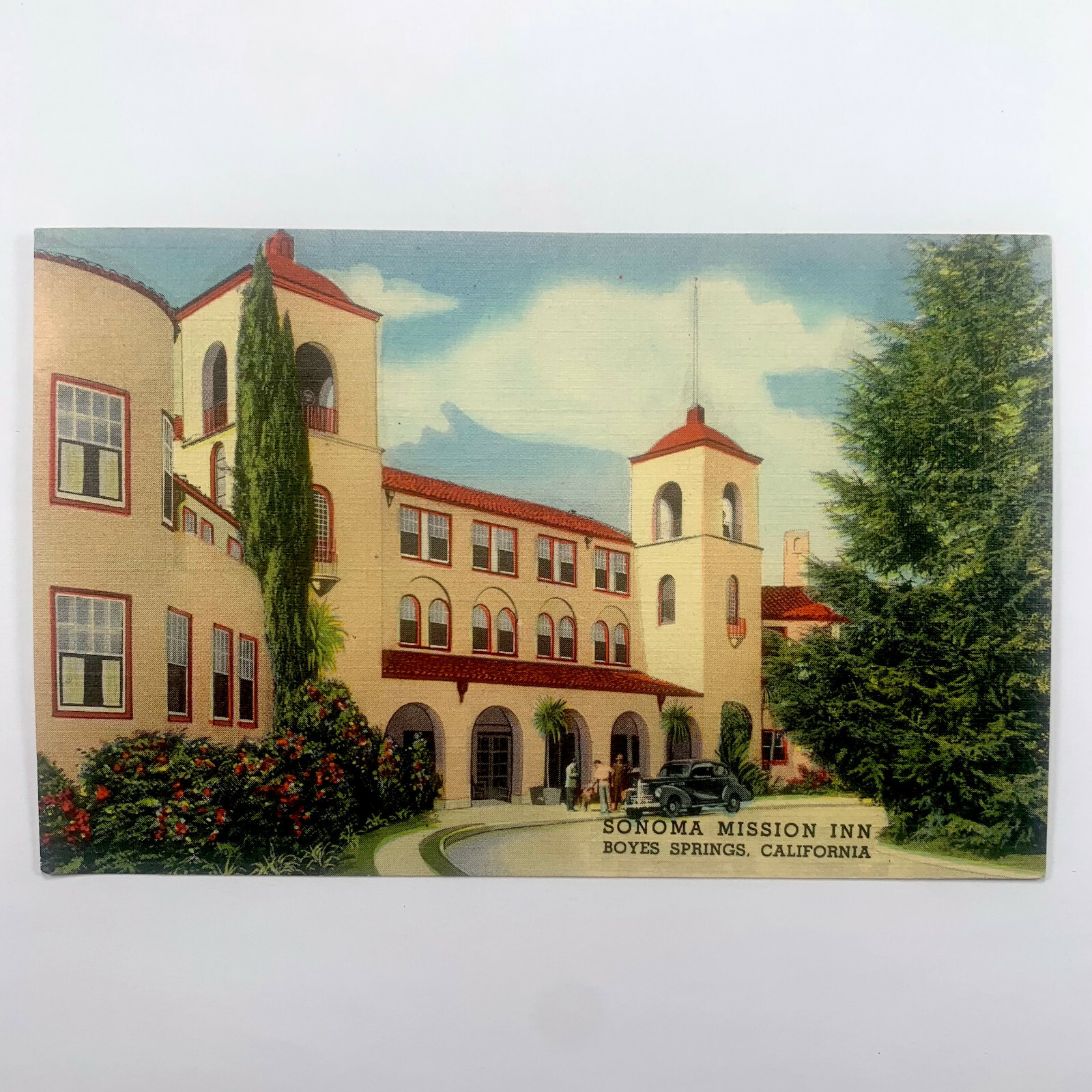 Postcard California Boyes Hot Springs CA Sonoma Mission Inn 1940s Linen