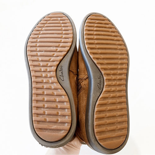 Clarks Tamzen Mid Tan Pleated Ankle Boots Women’s Size 7 Fall Winter Booties EUC - Picture 3 of 12