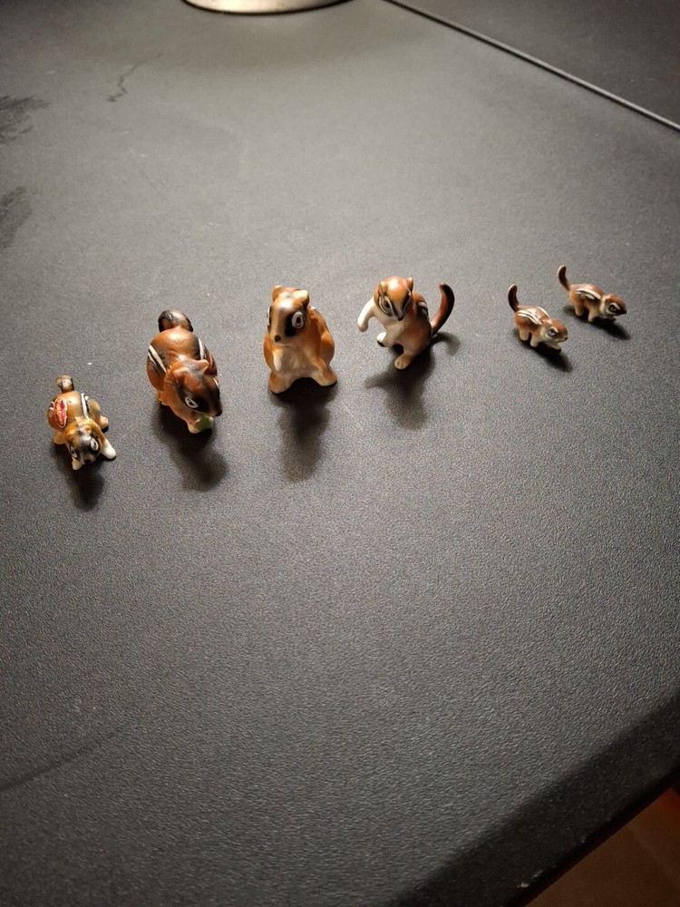 Vintage Bone China Squirrels Figurines Miniature Squirrel Famiy Lot of 6