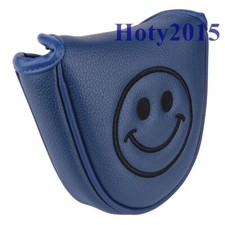 Blue Leather Golf Mallet Putter Head Cover with Magnetic Closure
