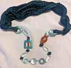Abalone and Crystal Type Beading Hsn Pretty Black Scarf Necklace