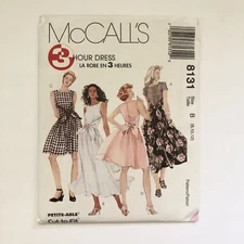 New McCalls 8131 Misses 3 Hour Party Tie Dance Dress Sewing Pattern B 8-12 Uncut
