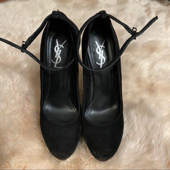 Kylie Jenner YSL Tribtoo Ankle Strap Platform Pump Suede Yves Saint Laurent 38.5