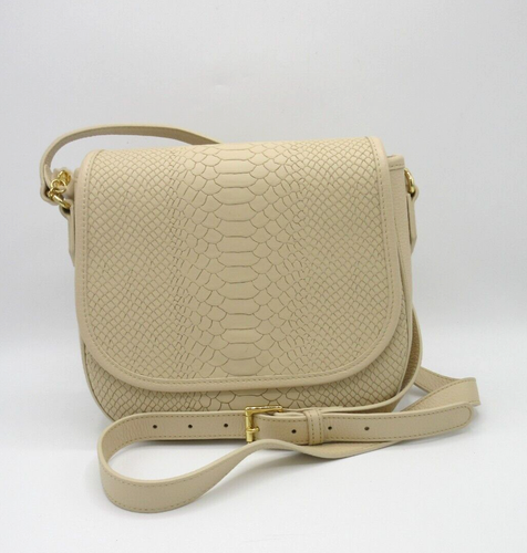 GiGi New York Kelly Crossbody Saddle Bag Python Embossed Leather Almond List$295 - Picture 3 of 16