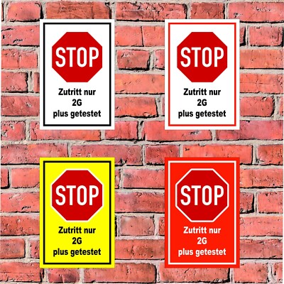 Schild Stop Zutritt nur 2G plus getestet - Infektion Hygiene Epidemie Virus 